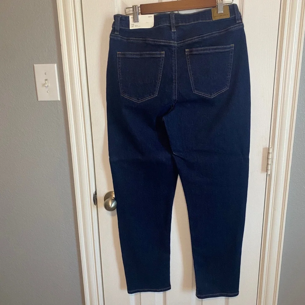 American Eagle Stretch Mom Jeans Dark Ink High Rise Size 10 Regular No. 4684
